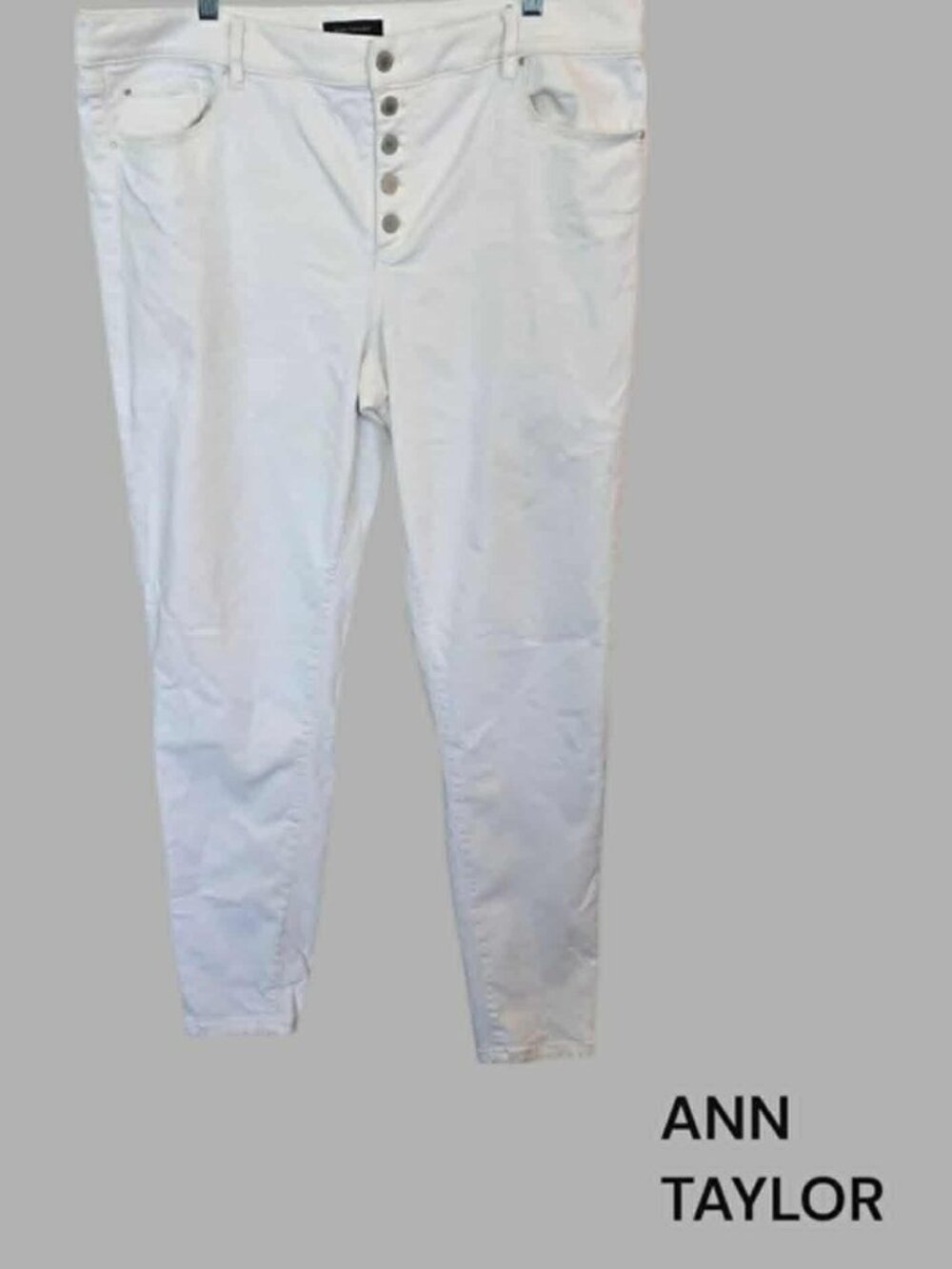 Ann Taylor White Skinny Pants Cotton Blend Casual Womens Plus 18T